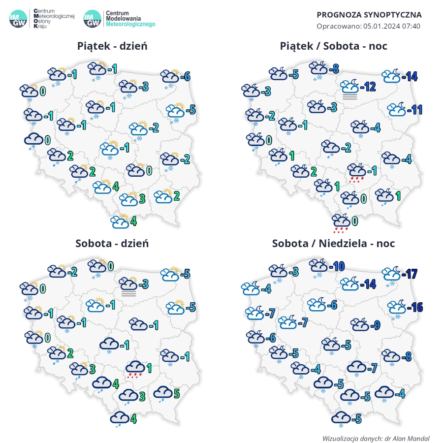 Prognoza synoptyczna na weekend 05-07.01.2024 r. | https://meteo.imgw.pl/