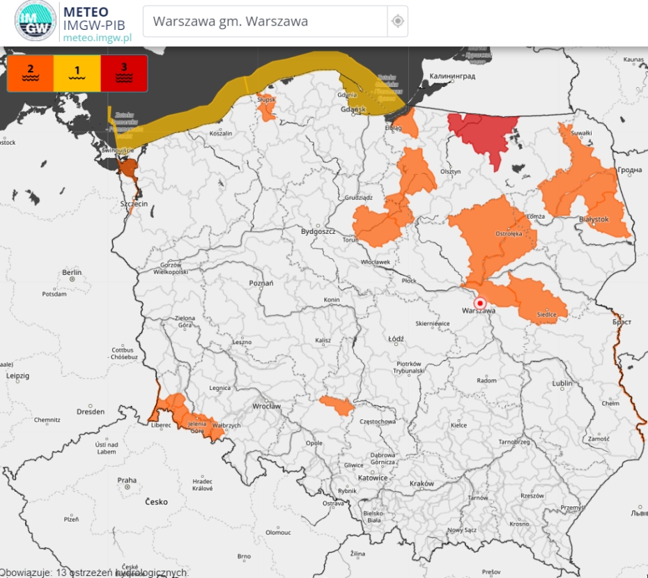 Ostrzeżenia hydrologiczne 22.02.2024 r.