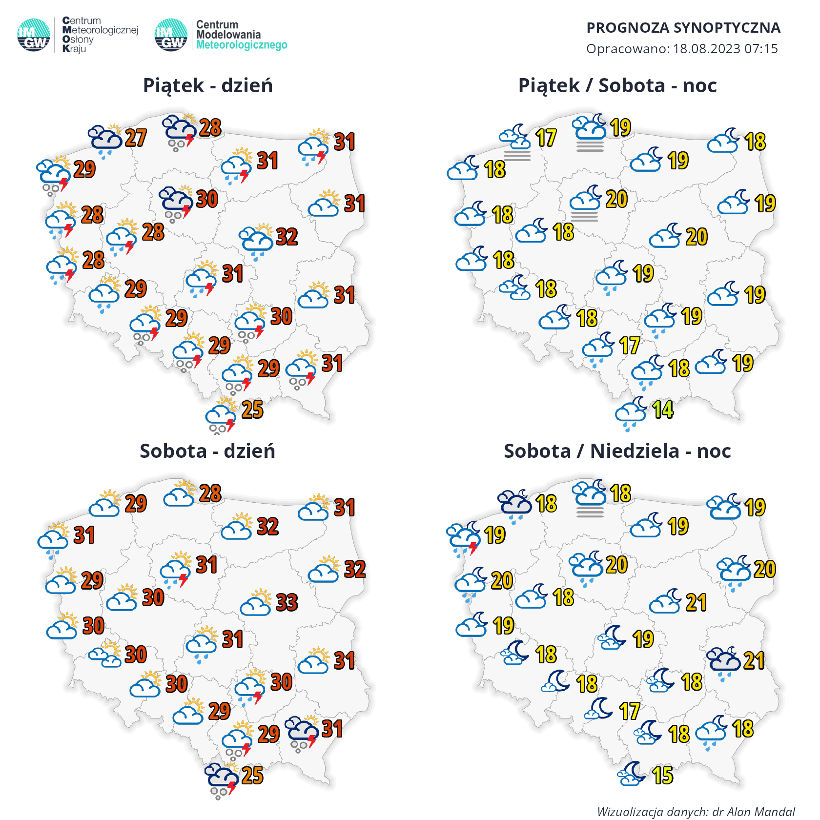 Synoptyczna prognoza na kolejne terminy weekendu. | https://meteo.imgw.pl/