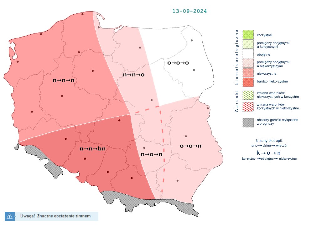 Prognoza biometeorologiczna na 13.09.2024 r.