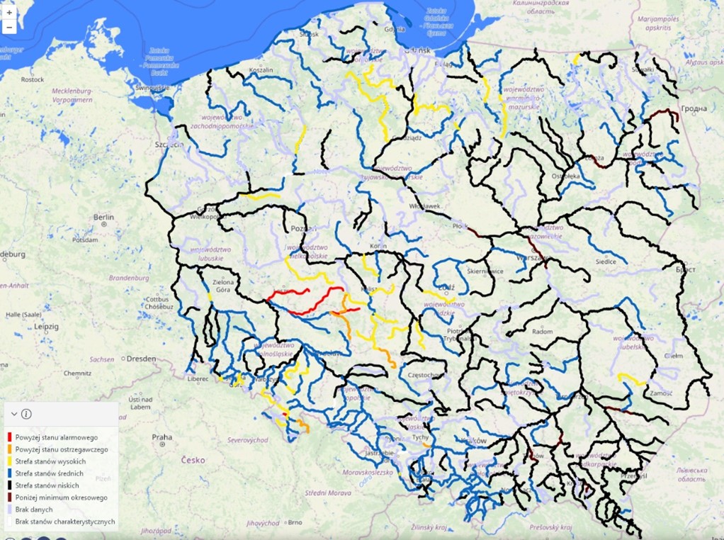 Prognozowana sytuacja hydrologiczna 13.09.2024 r. (18 UTC).