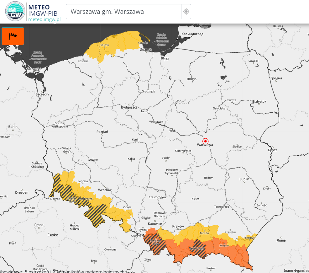 Ostrzeżenia meteorologiczne na dzień 26.09.2024 r.