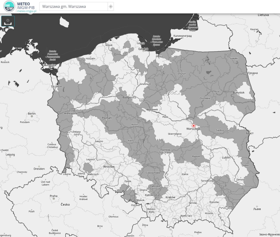 Ostrzeżenia przed suszą hydrologiczną (kolor szary) 28.09.2023 r.