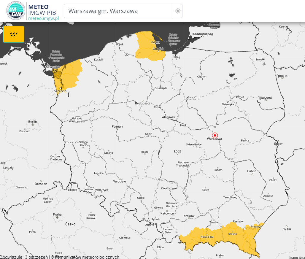 Ostrzeżenia meteorologiczne na dzień 03.10.2024 r.