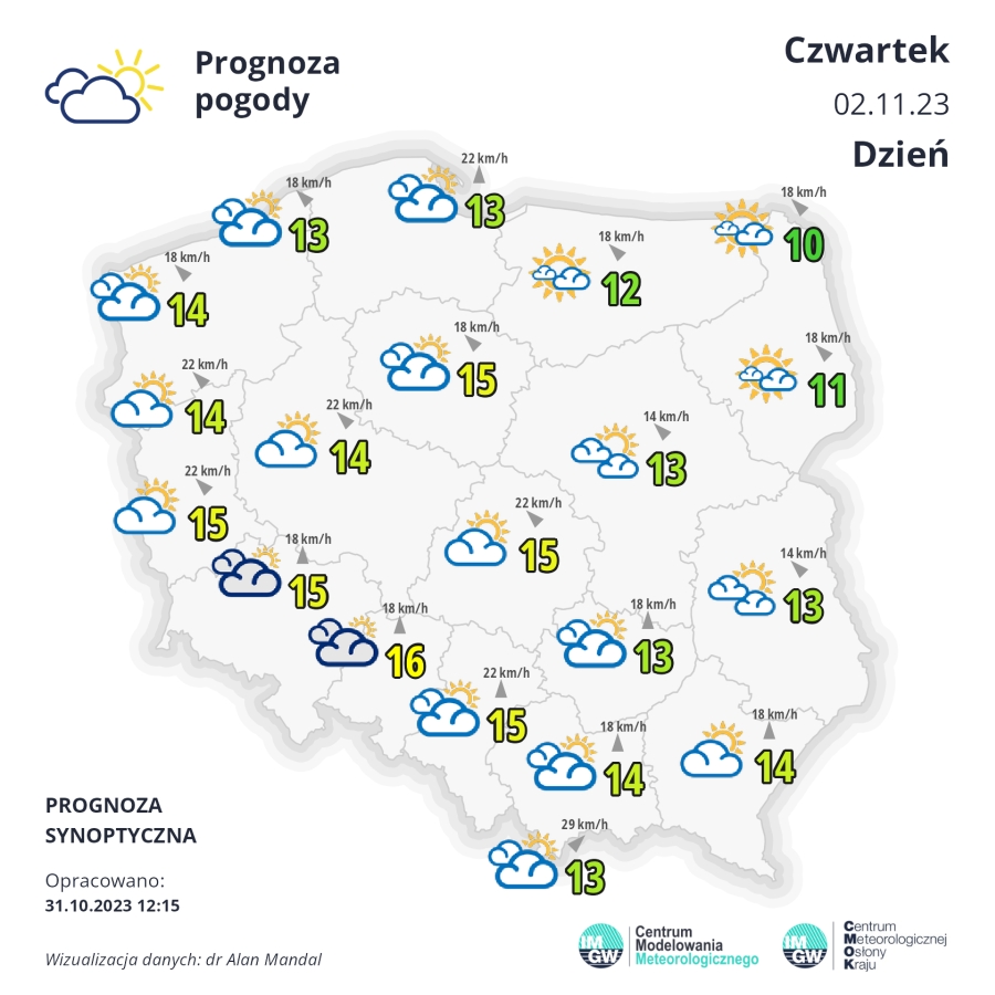  Synoptyczna prognoza pogody  02.11.2023 r.