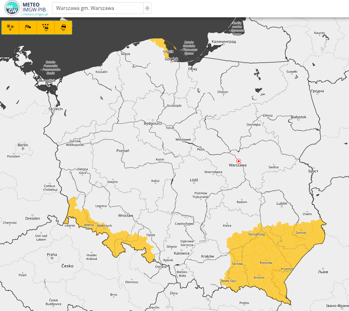 Ostrzeżenia meteorologiczne na dzień 05.12.2024 r.