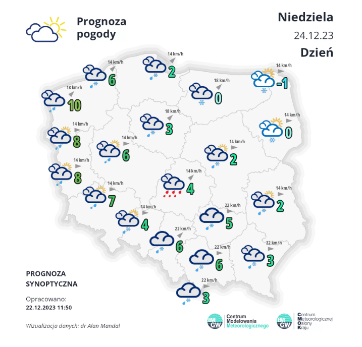 Prognoza synoptyczna 24.12.2023 r.