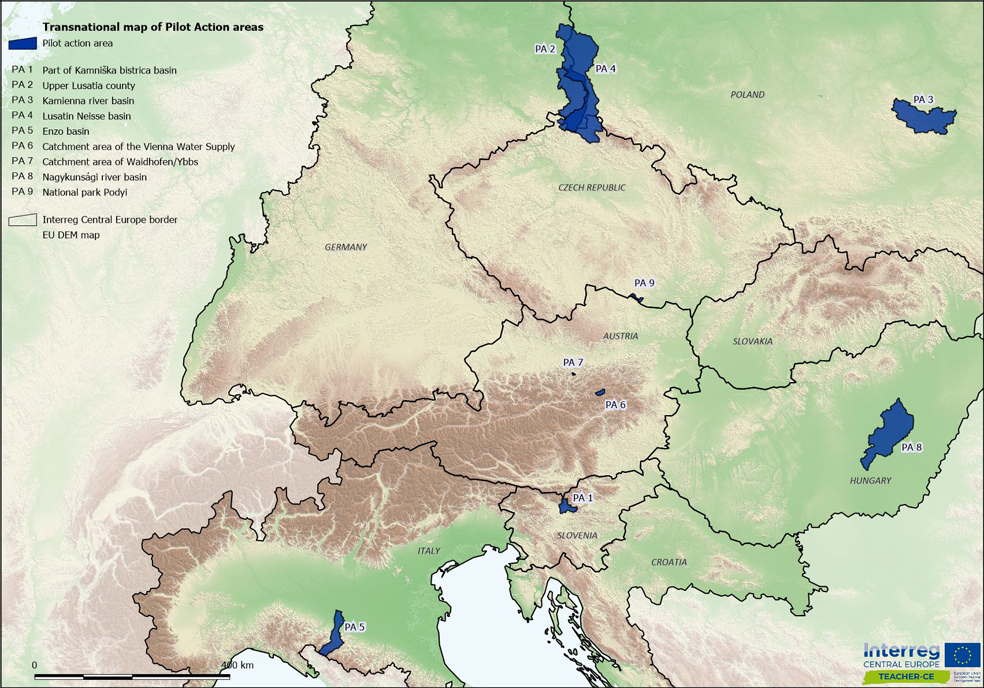 Mapa obszarów pilotażowych TEACHER-CE