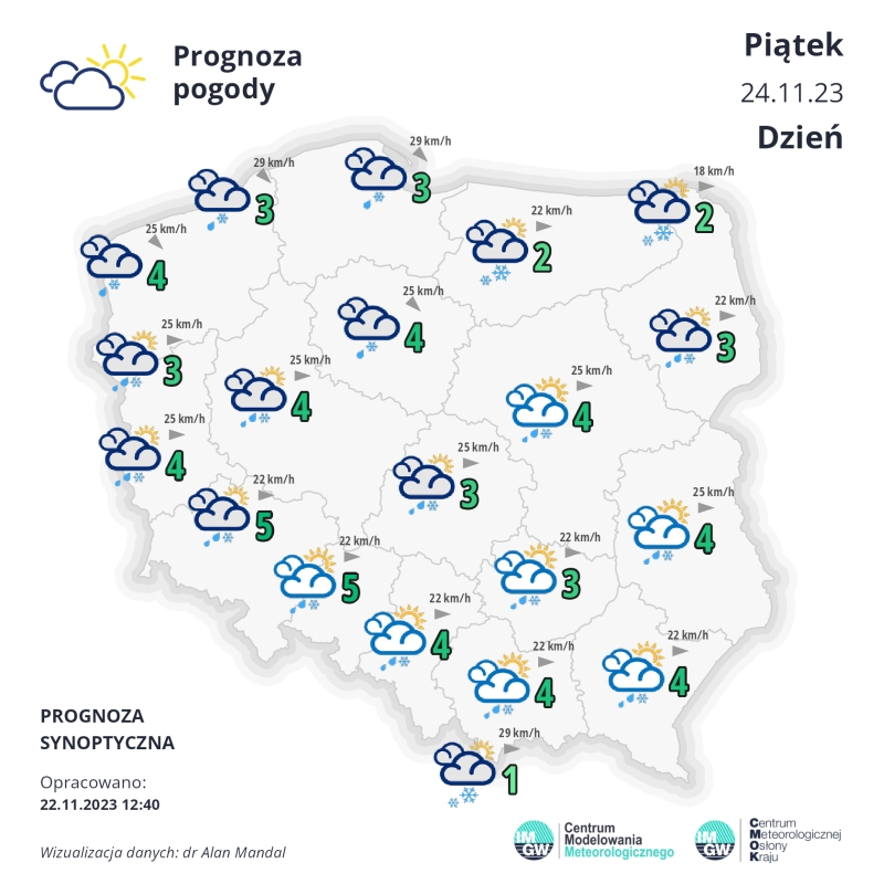 Synoptyczna prognoza pogody na 24.11.2023 r. | https://meteo.imgw.pl/