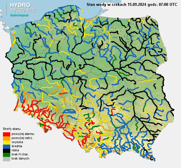 Aktualny stan wody w rzekach na g. 07:00 UTC