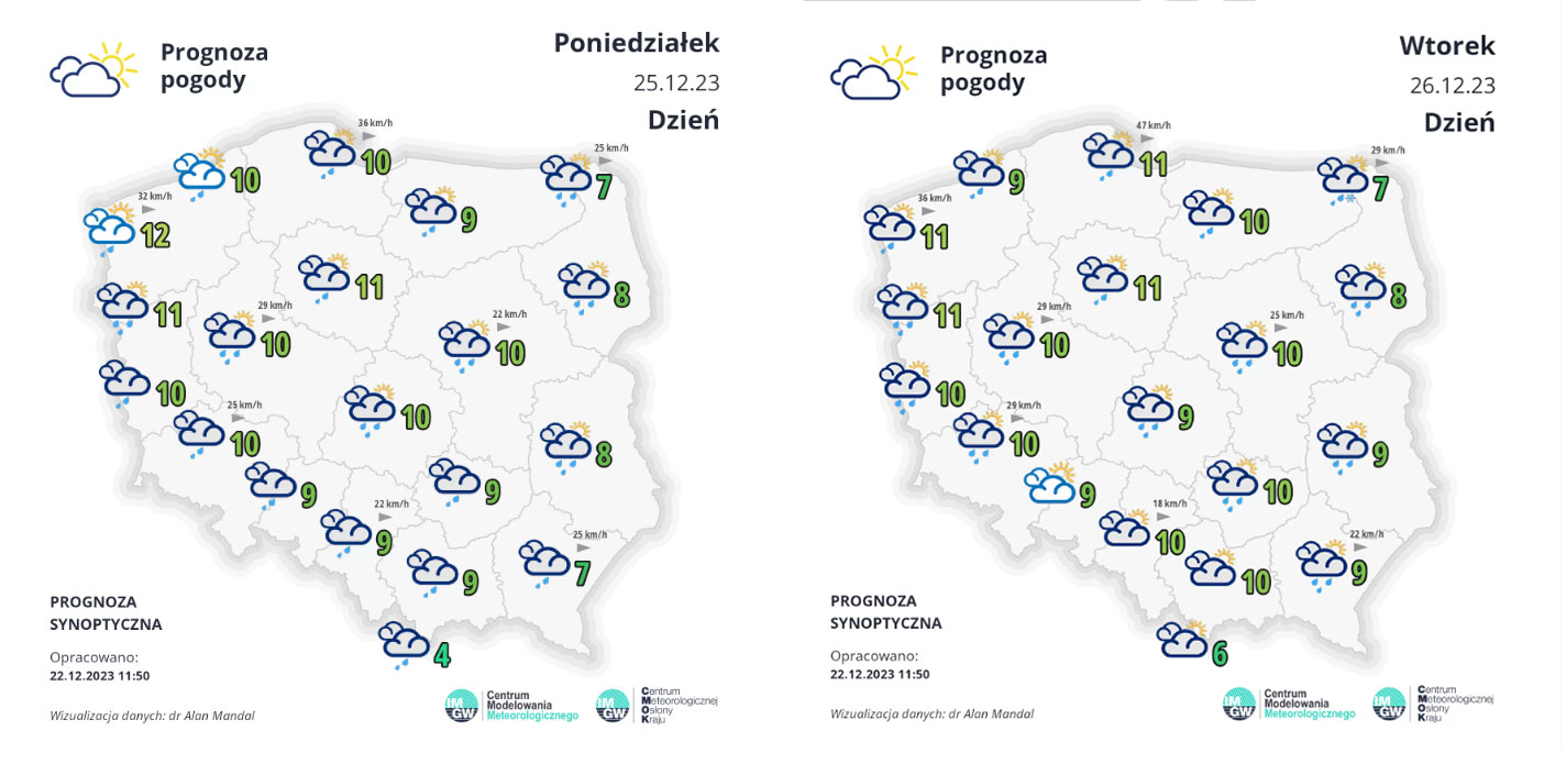 Prognoza synoptyczna 25 i 26.12.2023 r.