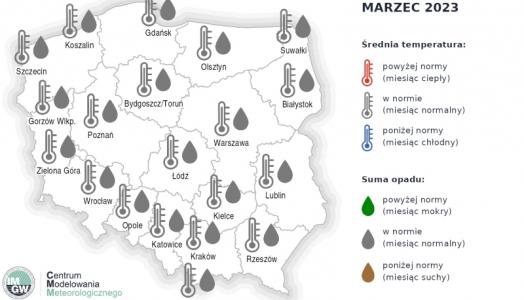 Mapa z prognozą na marzec 2023