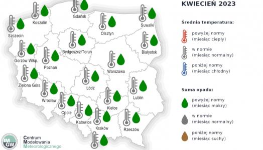 IMGW-PIB: Eksperymentalna prognoza długoterminowa temperatury i opadu na kwiecień 2023 r.-lipiec 2023 r.