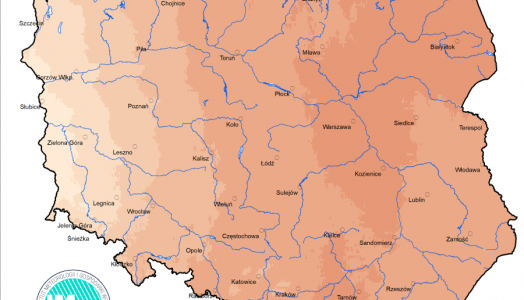 Prognoza wartości maksymalnej temperatury powietrza w dniu 22 września 2023 roku na tle warunków wieloletnich (1991-2020)