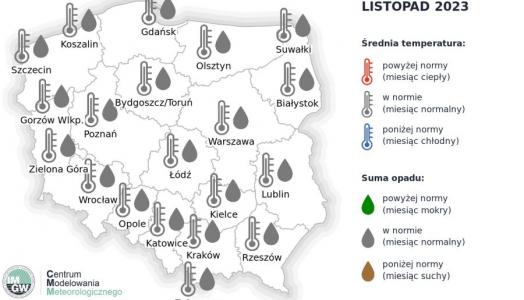 IMGW-PIB: Eksperymentalna prognoza długoterminowa temperatury i opadu na listopad 2023 r. – luty 2024 r.