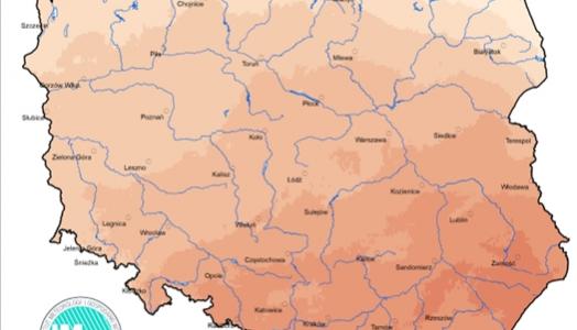 Prognoza wartości maksymalnej temperatury powietrza w dniu 21 października 2023 roku na tle warunków wieloletnich (1991-2020)