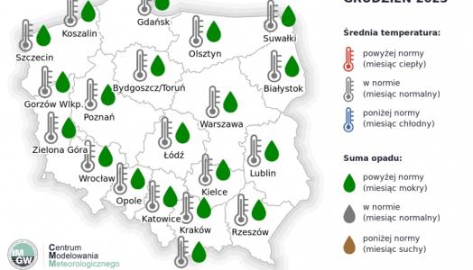 IMGW-PIB: Eksperymentalna prognoza długoterminowa temperatury i opadu na grudzień 2023 r. – marzec 2024 r.