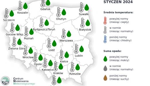 IMGW-PIB: Eksperymentalna prognoza długoterminowa temperatury i opadu na styczeń 2024 r. – kwiecień 2024 r.