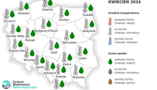 IMGW-PIB: Eksperymentalna prognoza długoterminowa temperatury i opadu na kwiecień 2024 r. – lipiec 2024 r.