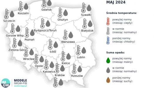 IMGW-PIB: Eksperymentalna prognoza długoterminowa temperatury i opadu na maj 2024 r. – sierpień 2024 r.