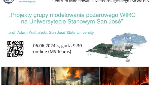 Zaproszenie do udziału w seminarium "Projekty grupy modelowania pożarowego WIRC na Uniwersytecie Stanowym San José"