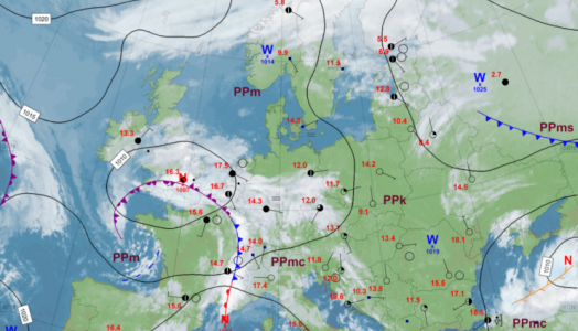 Mapa synoptyczna z terminu 23.09.2024 00:00 UTC. Źródło: IMGW-PIB.