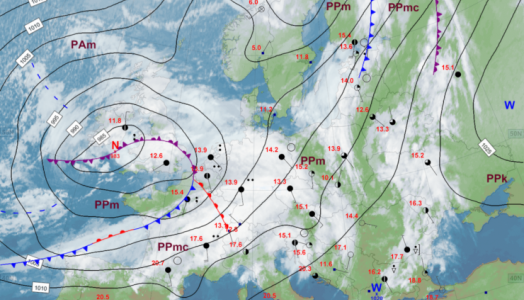 Mapa synoptyczna z terminu 26.09.2024 00:00 UTC. Źródło: IMGW-PIB.