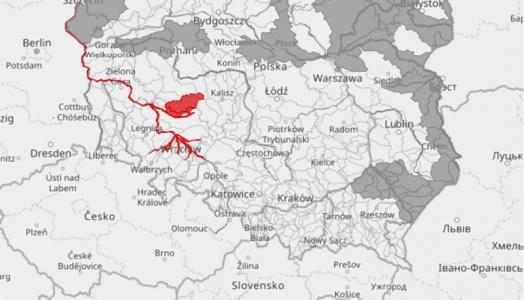 Mapa obowiązujących ostrzeżeń hydrologicznych. Źródło: IMGW-PIB