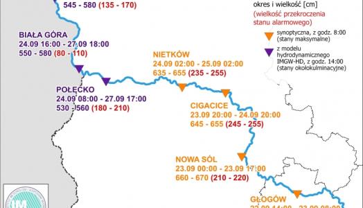 IMGW-PIB: Prognozowana sytuacja meteorologiczna i hydrologiczna Termin opracowania: 22.09.2024 godz. 21:00