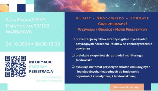  Zaproszenie na konferencję “Wyzwania klimatyczne i środowiskowe a zdrowie publiczne”, 24.10.2024 Warszawa 