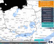 Rys. 2. Prognoza opadów śniegu w sobotę 28.11.2020 r. o godz. 22:00. https://meteo.imgw.pl/