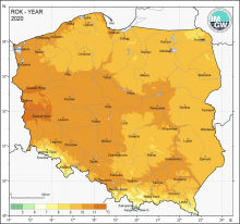 Temperatura średnia w roku 2020