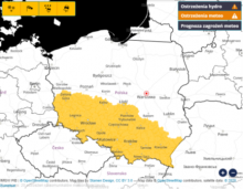 meteo.imgw.pl: Ostrzeżenia o silnym wietrze. Stan na godz. 13:50 dn. 03.02.2021.