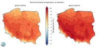 Rys. 2. Granice normy wieloletniej średniej temperatury powietrza w kwietniu