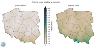 Rys. 6. Granice normy wieloletniej sumy opadów w kwietniu