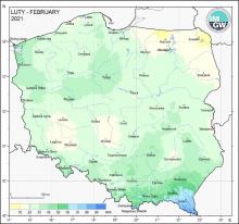 Skumulowana liczba dni z opadem (liczona od 1 stycznia) na większości stacji była zgodna z normą, chociaż na niektórych przekraczała ją o 5-6 dni bądź byłą niższa od normy o 5-6 dni.