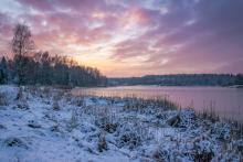 Zachód słońca nad Zalewem Czapielówka, 11.01.21 r., Fot. Mateusz Zamajtys | IMGW-PIB