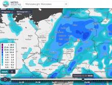 Prognoza opadów deszczu w niedzielę 2 maja 2021 r. o godz. 18:00 wg modelu GFS. | https://meteo.imgw.pl/