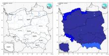 Wartości średniej obszarowej temperatury powietrza oraz klasyfikacja termiczna w sierpniu 2021 r. w poszczególnych regionach klimatycznych Polski.