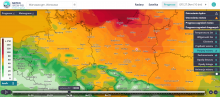 Prognoza wartości porywów wiatru [km/h] w nocy z piątku na sobotę (19/20.11.2021 r.) wg modelu GFS. | https://meteo.imgw.pl/