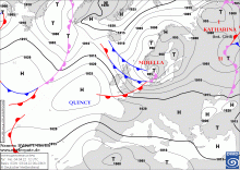 Prognozowana sytuacja synoptyczna na poniedziałek 04.04.2022 r. o godz. 14:00.