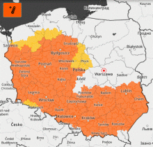 Ryc. 2. Zasięg ostrzeżeń meteorologicznych przed upałem, szczegółowe informacje meteo.imgw.pl