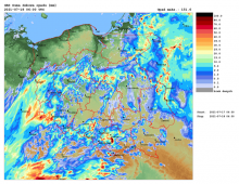 Opady konwekcyjne nad Polską. Dobowa suma opadów dla 17 lipca 2021 roku.