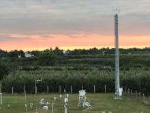 Maszt i czujnik systemu PERUN na stacji meteorologicznej w Sandomierzu.