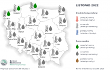 IMGW-PIB: Eksperymentalna prognoza długoterminowa temperatury i opadu na październik 2022 r. – styczeń 2023 r.