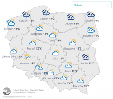 Prognoza na 12 listopada (sobota). | http://meteo.imgw.pl/