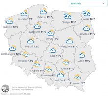 Prognoza na 13 listopada (niedziela). | http://meteo.imgw.pl/