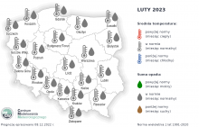 IMGW-PIB: Eksperymentalna prognoza długoterminowa temperatury i opadu na styczeń 2023 r. – kwiecień 2023 r.