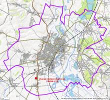 Mapa sytuacyjna lokalizacji stacji meteorologicznej w Raciborzu z zainstalowanym WP LAP3000