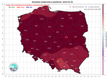 Anomalia temperatury powietrza 01.01.2023 r.